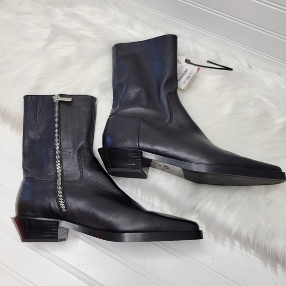 NWT Zara Men's Chelsea Boots Black Leather Made In Spain Size 39 US 6 - Picture 5 of 11